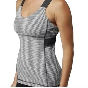 Lululemon “Push Your Limit” Athletic Tank, Grey And White Stripe Size : 6